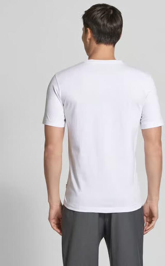 Hugo Boss Logo Print T-Shirt met Geribbelde Crew Neck White Heren