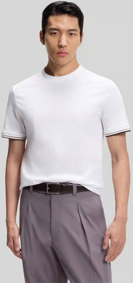 Boss T-shirt met labeltypische contraststrepen model 'Thompson' - Foto 8