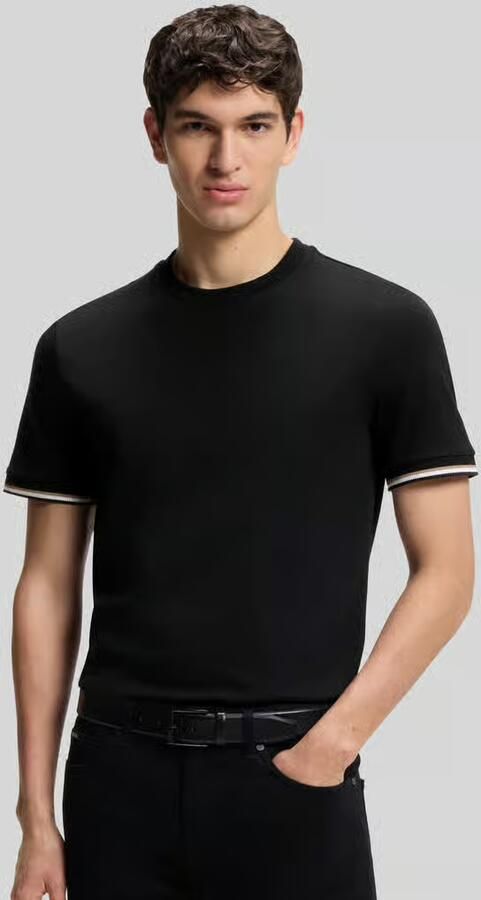 Hugo Boss Thompson 04 T-Shirt met Gestreepte Afwerking Black Heren - Foto 3