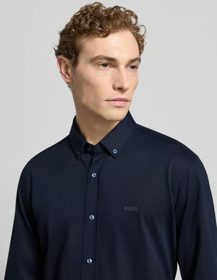 Boss Regular fit zakelijk overhemd van een katoenmix - Foto 4