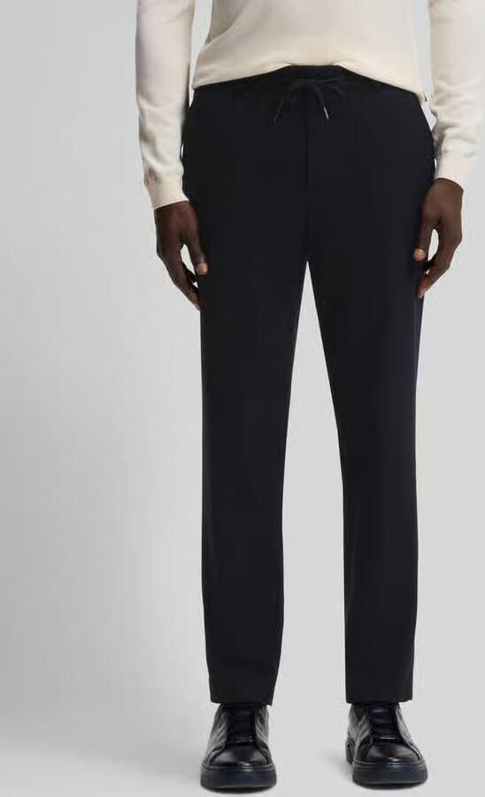 Boss Regular waist zakelijke broek van wol met tunnelkoord - Foto 2