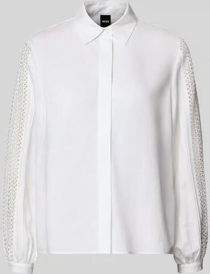 Boss relaxed fit overhemdblouse van mix van lyocell en linnen model 'BADORA' - Foto 2