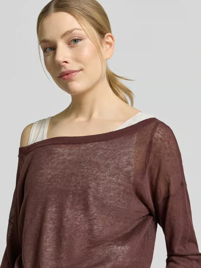 Boss relaxed fit pullover van doorzichtig materiaal