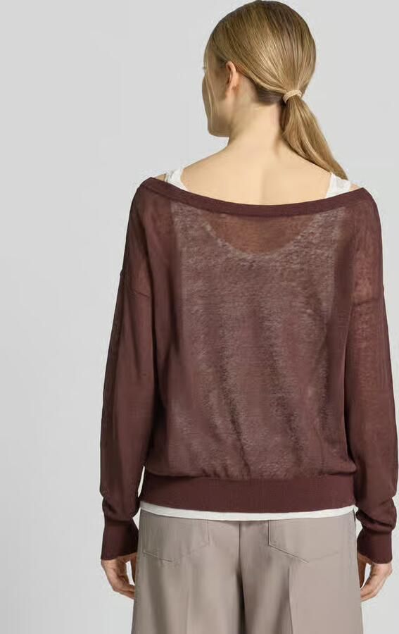 Boss relaxed fit pullover van doorzichtig materiaal
