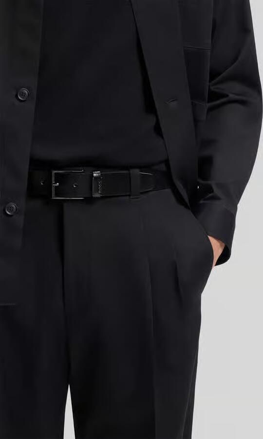 Hugo Boss Zwarte leren riem met metalen logo Black Heren - Foto 2