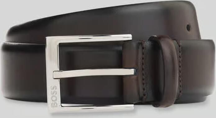 Boss Riem van echt rundleer met logodetail model 'Elloy'