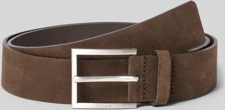 HUGO Leren riem Mirto_Sz35 van suedeleer met logo-engraving op de speldsluiting - Foto 4