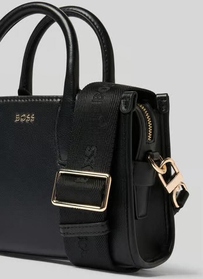 Boss Mini tote bag met labelapplicatie van metaal model 'SANDY'