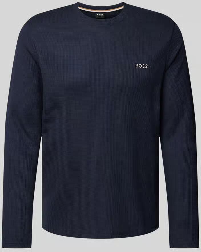 Boss Waffle Long Sleeve T-Shirt Blauw- Heren Blauw - Foto 2