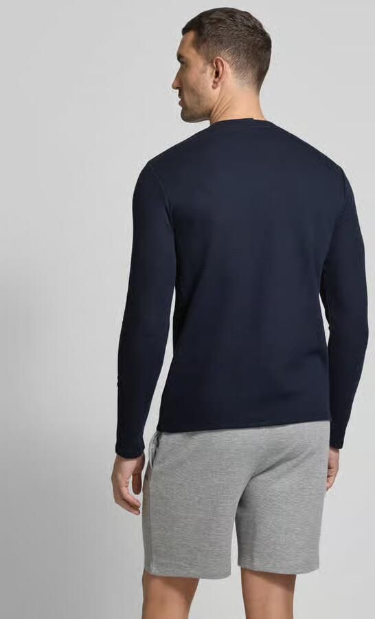 Boss Waffle Long Sleeve T-Shirt Blauw- Heren Blauw - Foto 3