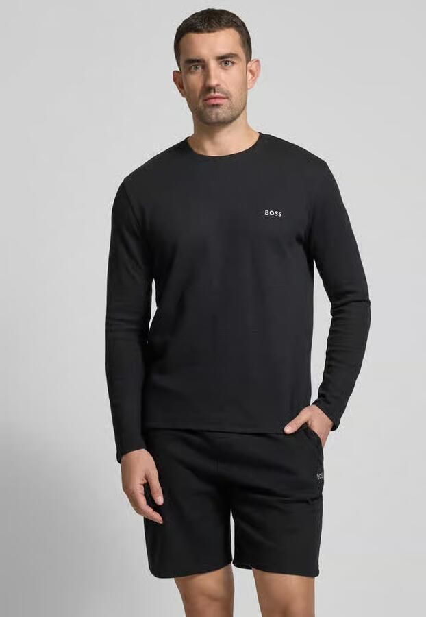 Boss Waffle Long Sleeve T-Shirt Zwart- Heren Zwart - Foto 7