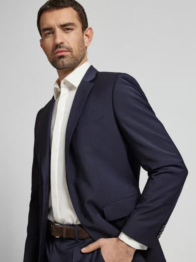 Boss Slim fit 2-knoops colbert met kissing buttons model 'Huge'