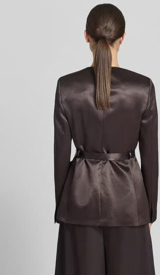 Boss slim fit blazer met strikceintuur