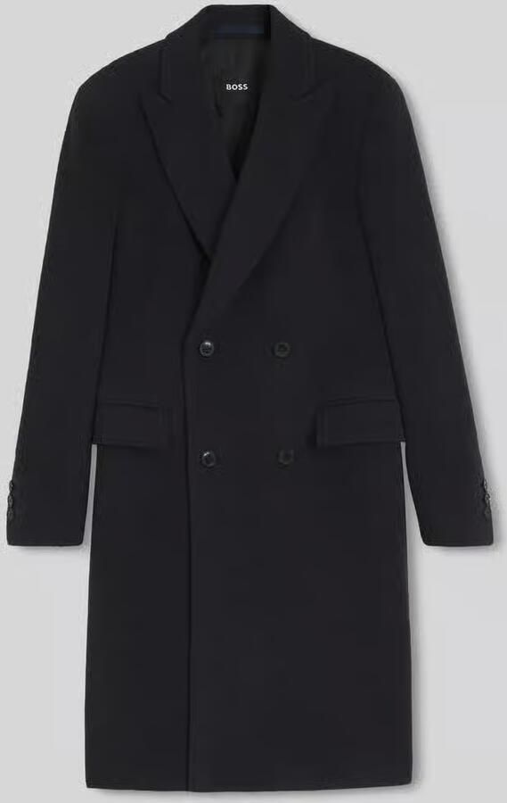 Boss Slim Fit lange jas van alpacamix model 'Hyde-DB-Peak'
