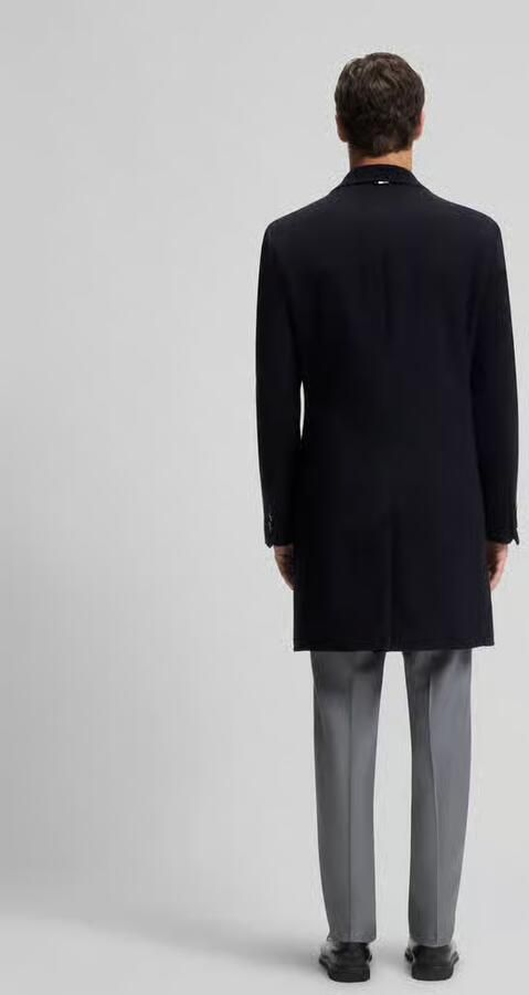 Boss Slim fit lange wollen jas met reverskraag model 'HYDE'