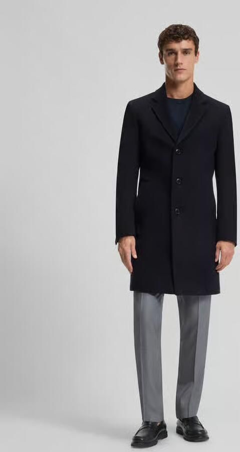 Boss Slim fit lange wollen jas met reverskraag model 'HYDE' - Foto 2