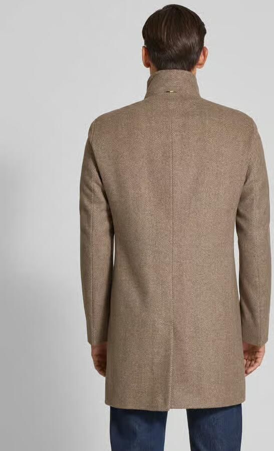 Boss Slim fit lange wollen jas met visgraatmotief model 'HYDE'