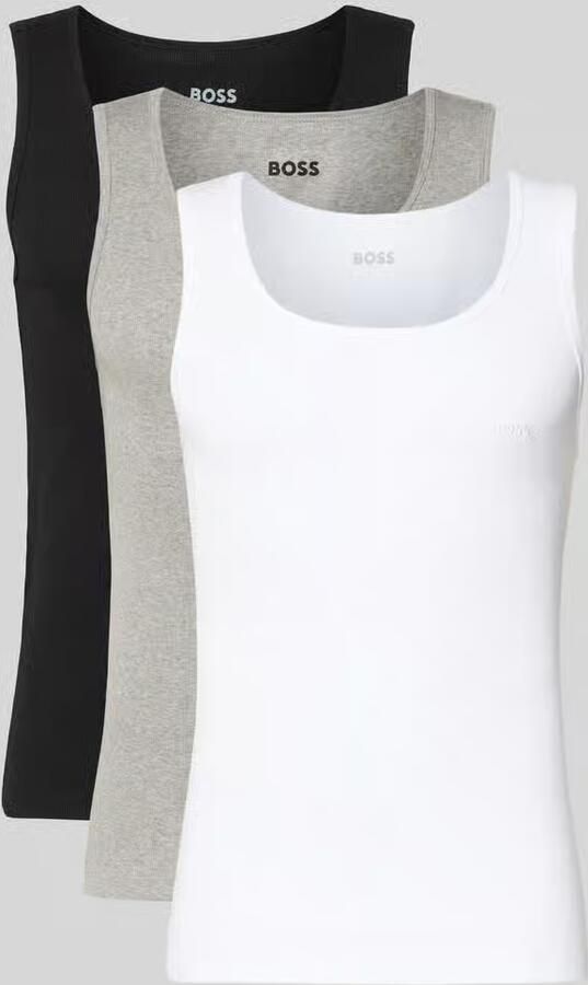 Boss Slim fit ondershirt van puur katoen in set van 3 model 'ONE' - Foto 2