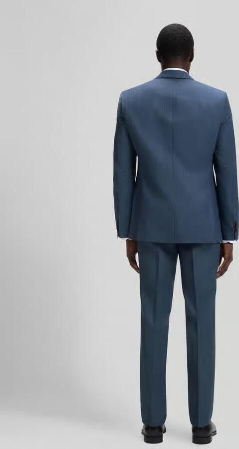 Boss Slim Fit pak van wol met fijn geweven motief