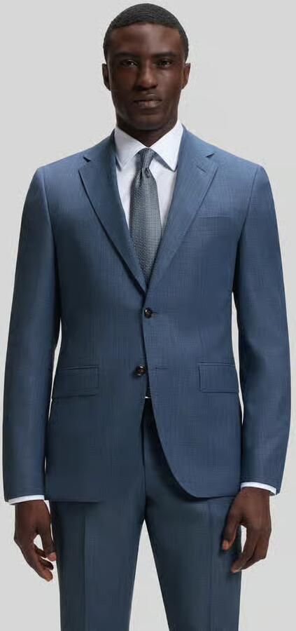 Boss Slim Fit pak van wol met fijn geweven motief - Foto 3