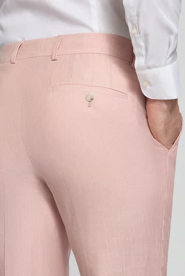 Boss Slim fit pantalon van mix van scheerwol zijde en linnen Model 'H-GENIUS-B1-262'