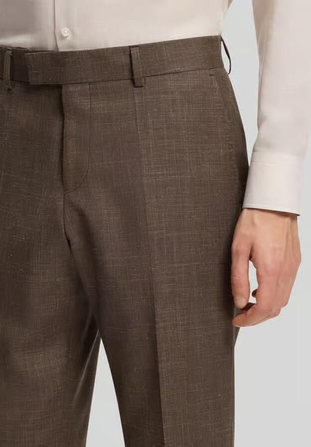 Boss Slim fit pantalon van mix van scheerwol zijde en linnen Model 'H-GENIUS-B1-262'