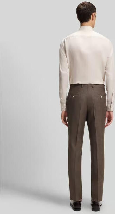 Boss Slim fit pantalon van mix van scheerwol zijde en linnen Model 'H-GENIUS-B1-262' - Foto 3