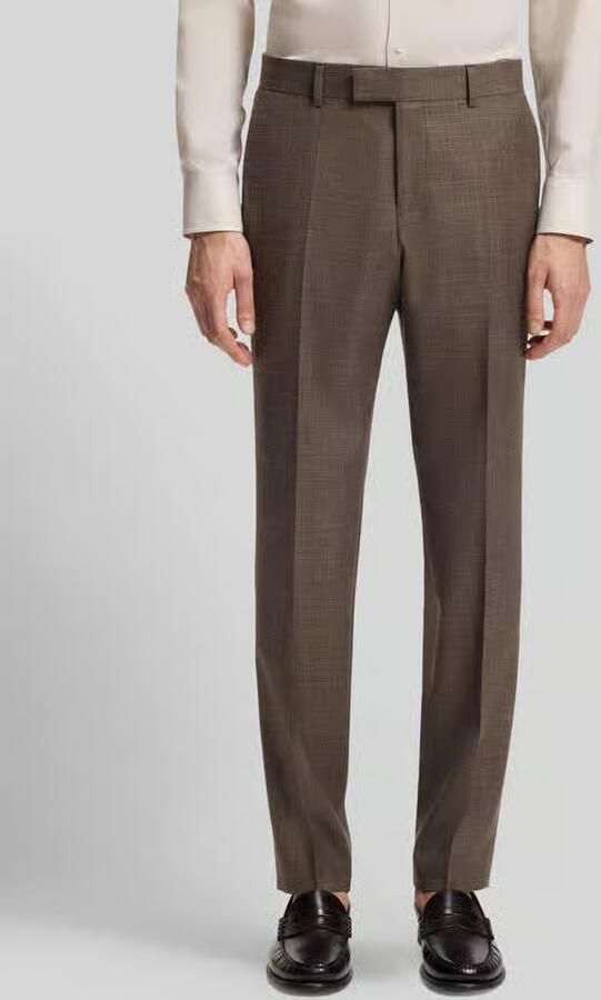 Boss Slim fit pantalon van mix van scheerwol zijde en linnen Model 'H-GENIUS-B1-262' - Foto 2