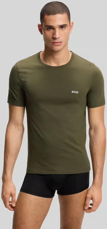 Boss Slim fit T-shirts van puur katoen in set van 3