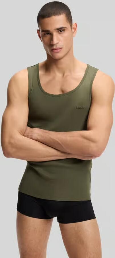 Boss slim fit tanktop van 100% katoen in set van 3