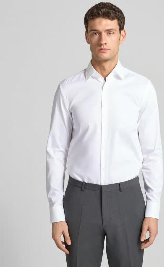 Hugo Boss Slim Fit Katoenen Poplin Overhemd met Gemakkelijk Strijken White Heren - Foto 5