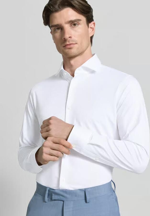 Boss slim fit zakelijk overhemd van ademend materiaal model 'P-HANK-SPREAD'