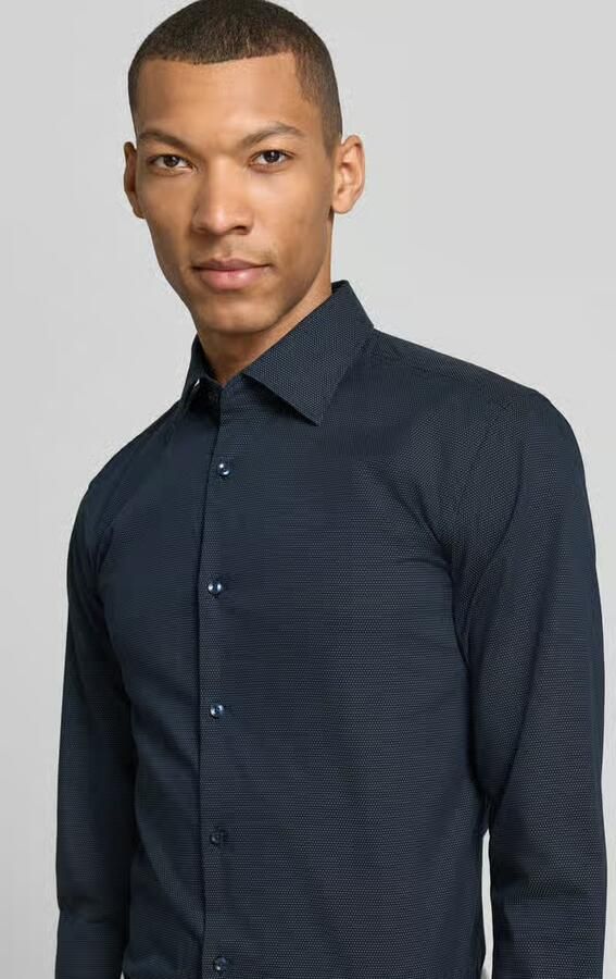 Boss slim fit zakelijk overhemd van katoenmix model 'HANK'