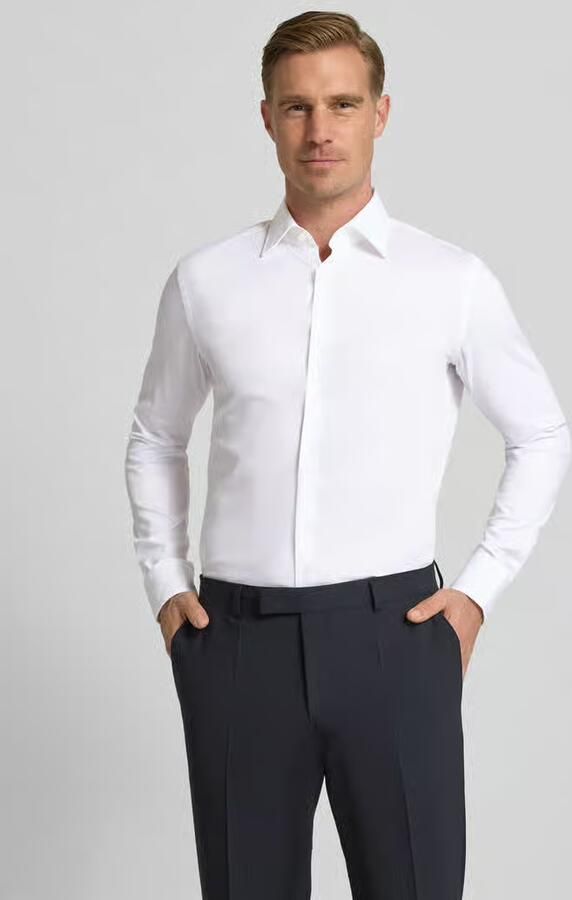 Boss slim fit zakelijk overhemd van katoenmix model 'HANK' - Foto 3