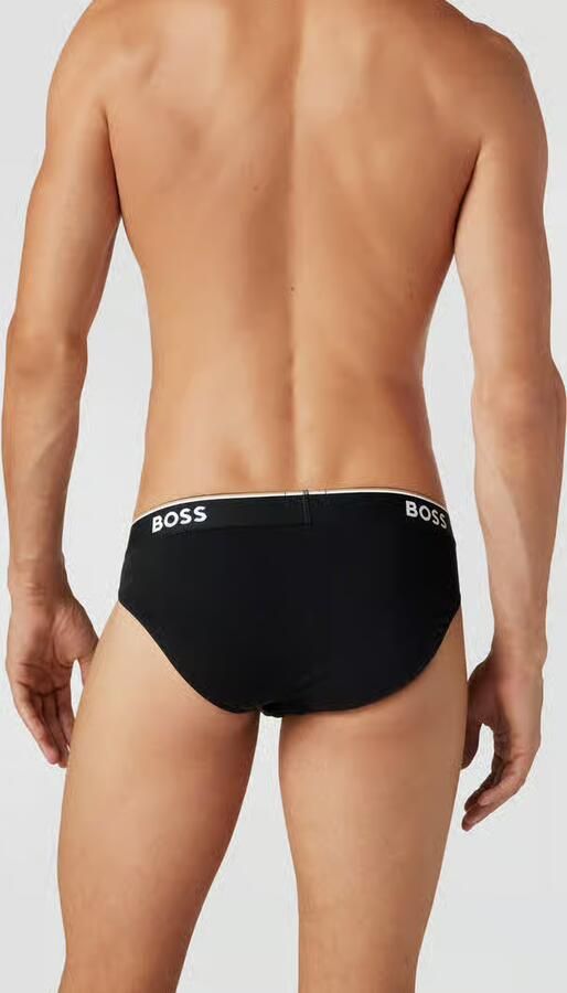 Hugo Boss Stretch Katoen Elastische Taille Briefs 3-Pack Black Heren - Foto 12