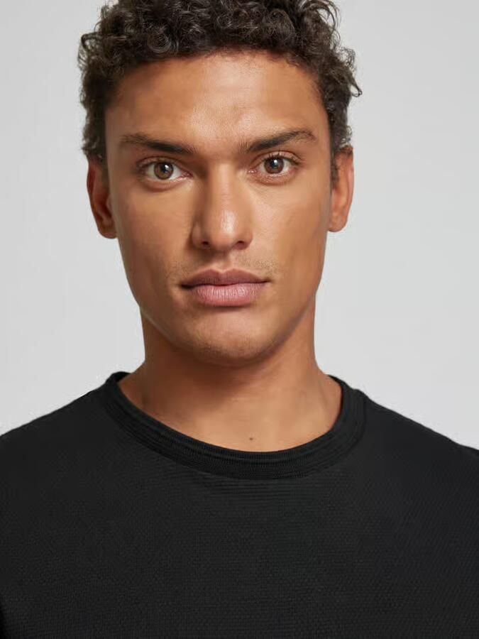 Boss T-shirt met geribde ronde hals model 'TIBURT'
