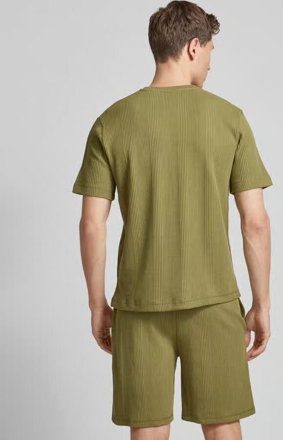 Boss T-shirt met geribde ronde hals