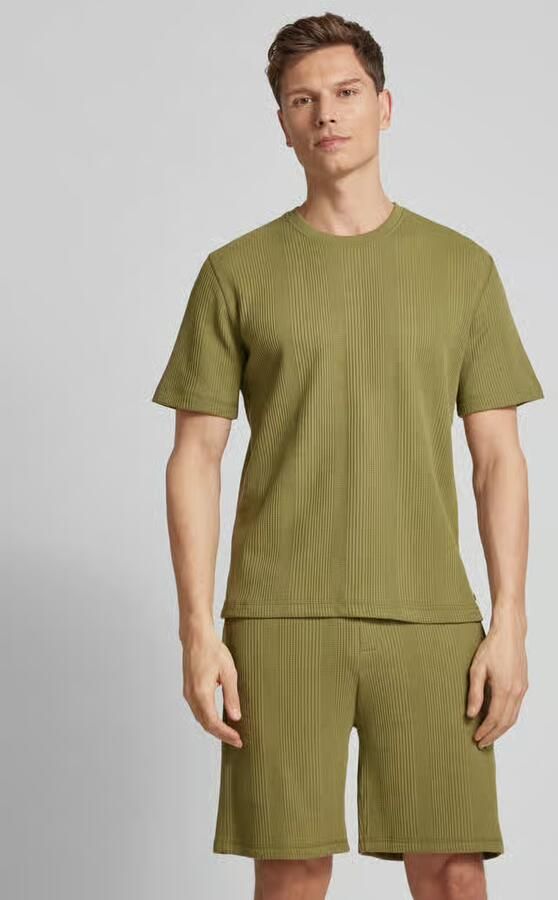 Boss T-shirt met geribde ronde hals - Foto 2