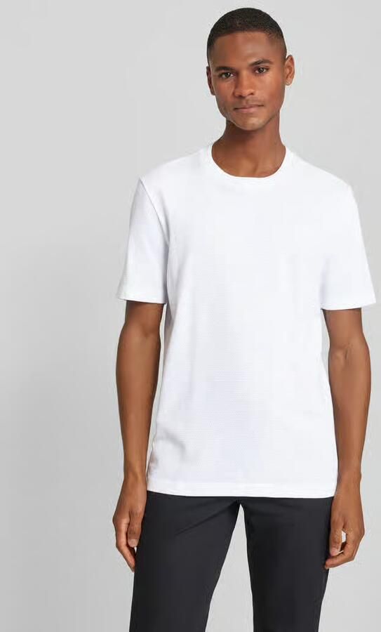 Boss T-shirt met geribde ronde hals model 'TIBURT' - Foto 2