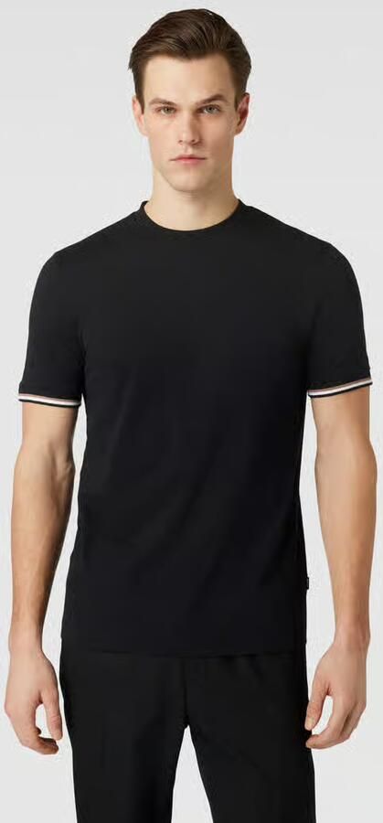 Hugo Boss Thompson 04 T-Shirt met Gestreepte Afwerking Black Heren - Foto 5