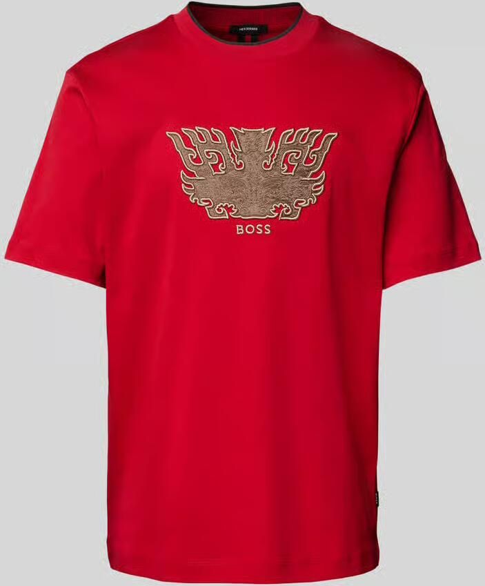 Boss T-shirt met motief- en labelstitching model 'Taut' - Foto 2
