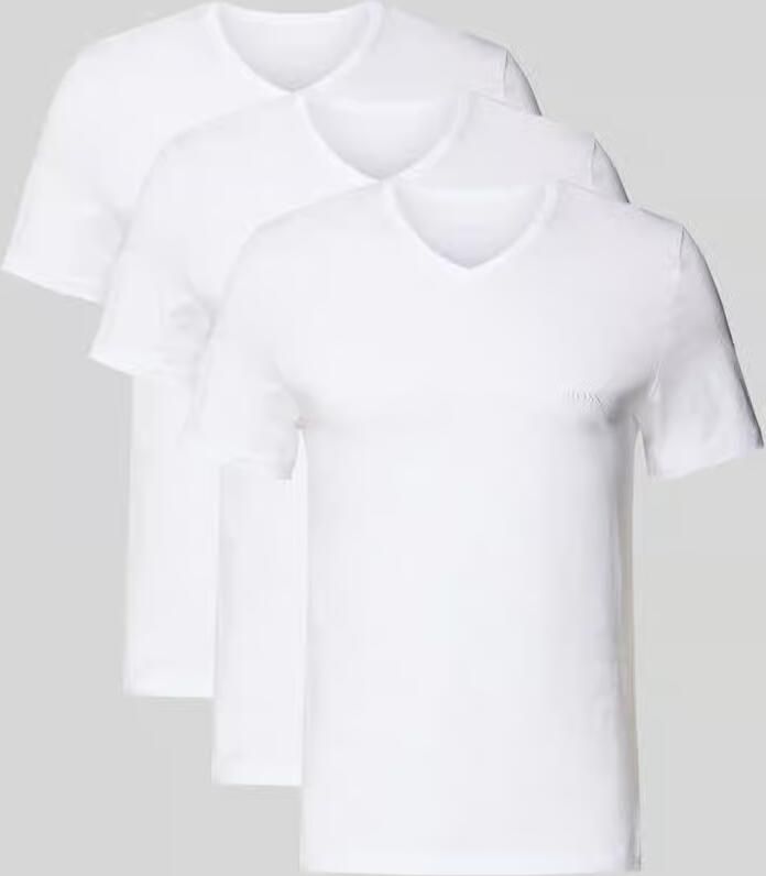 Boss Katoenen T-shirts 3-pack Regular Fit V-hals Logo Borduursel White Heren - Foto 17