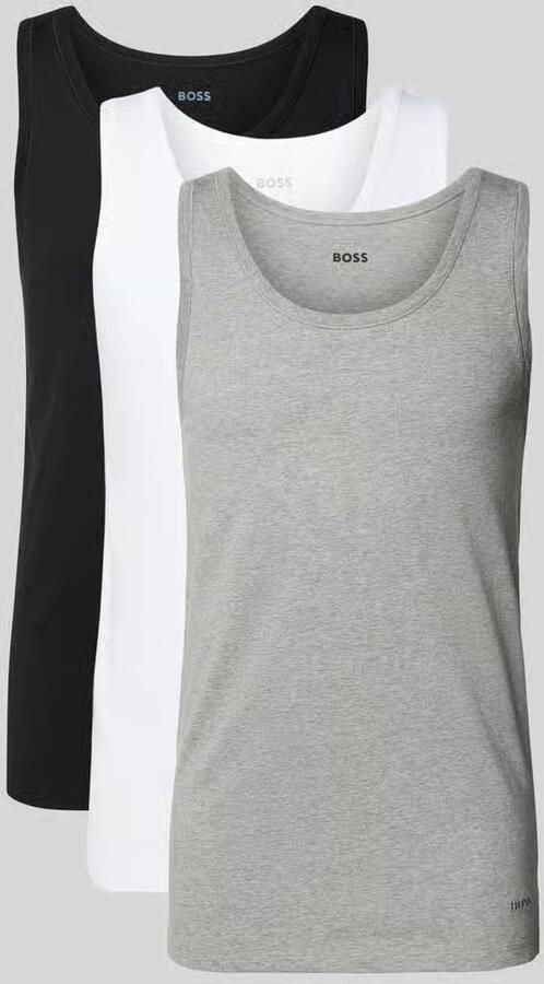 Boss Tanktop met labeldetail in een set van 3 stuks model 'Modern'