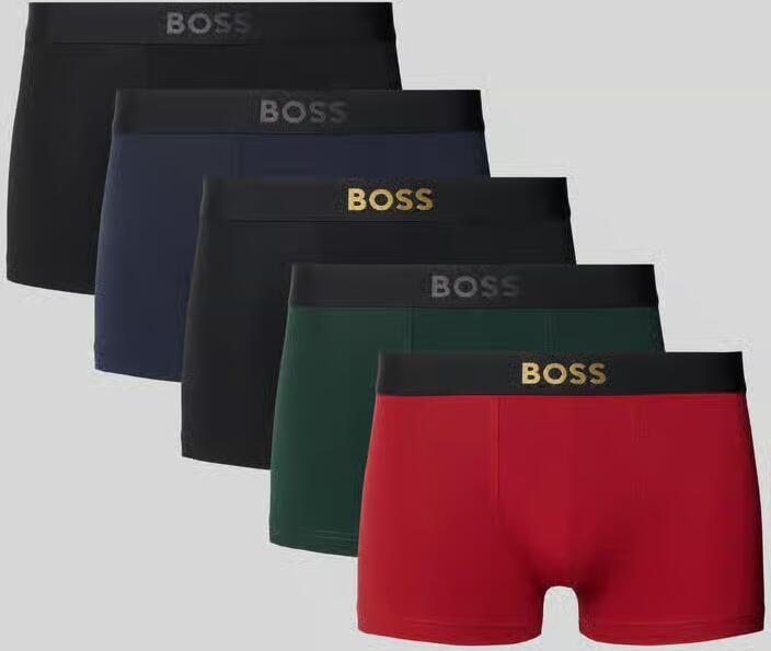 Boss Trunks met logo in band in set van 5