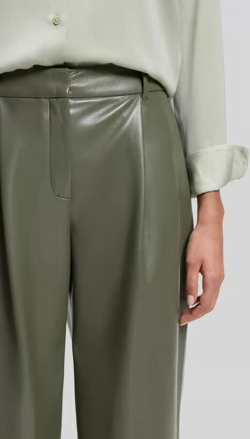 Boss Wide leg broek van kunstleer met bandplooien