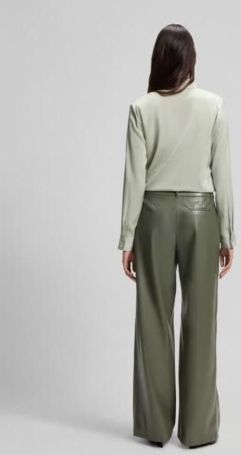Boss Wide leg broek van kunstleer met bandplooien