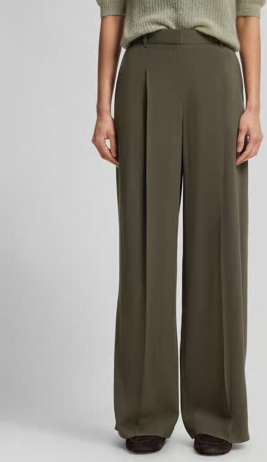 Boss Wide leg broek van viscosemix met bandplooien - Foto 2