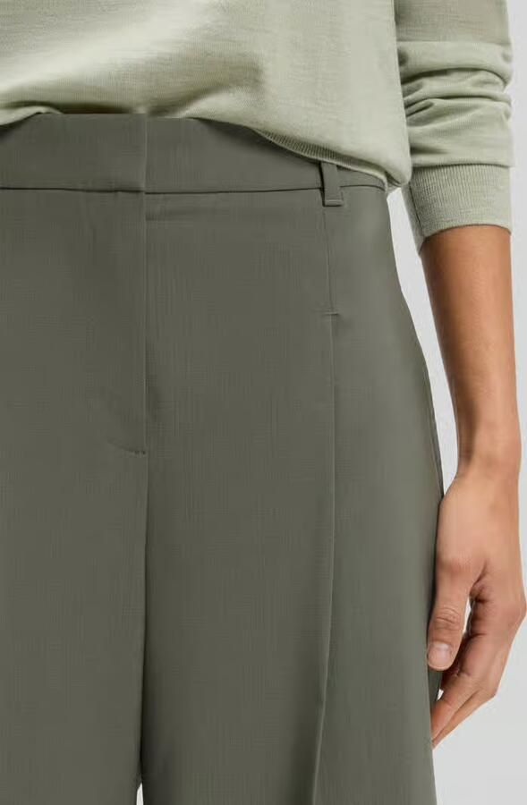 Boss Wide leg broek van zuivere scheerwol met bandplooien