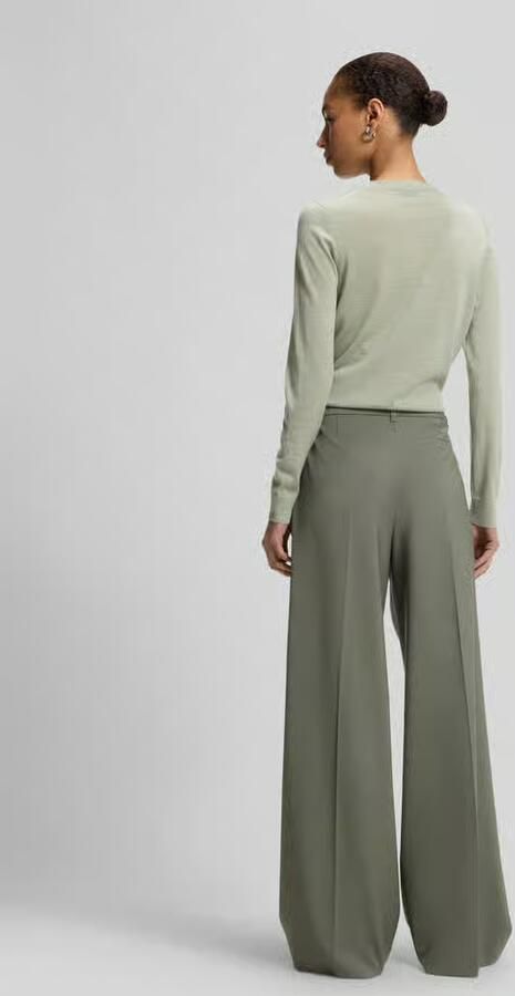 Boss Wide leg broek van zuivere scheerwol met bandplooien - Foto 4