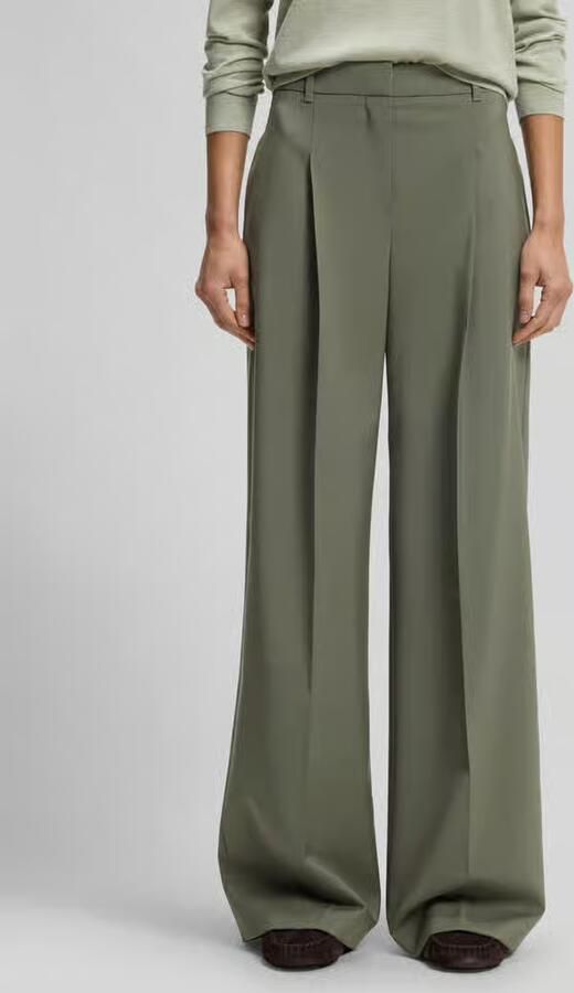 Boss Wide leg broek van zuivere scheerwol met bandplooien - Foto 2
